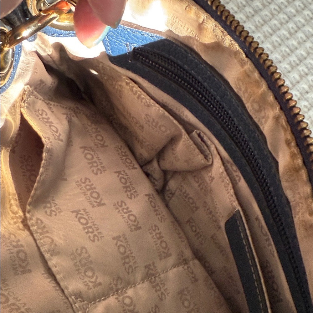 Michael Kors Dark Blue Shoulder Bag with Gold Accents - Picture 6 of 6